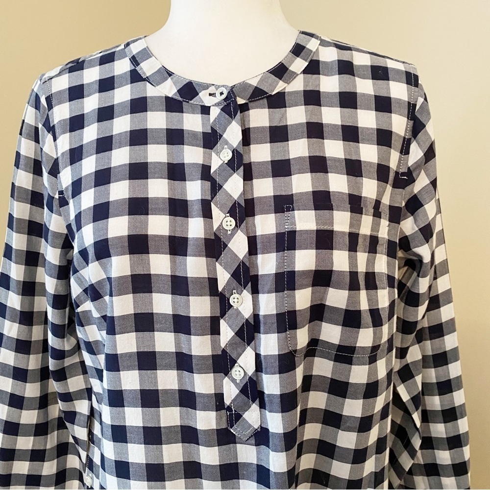 Talbots Long Sleeve Black & White Check Cotton Shirt Top - Medium - Picture 2 of 12